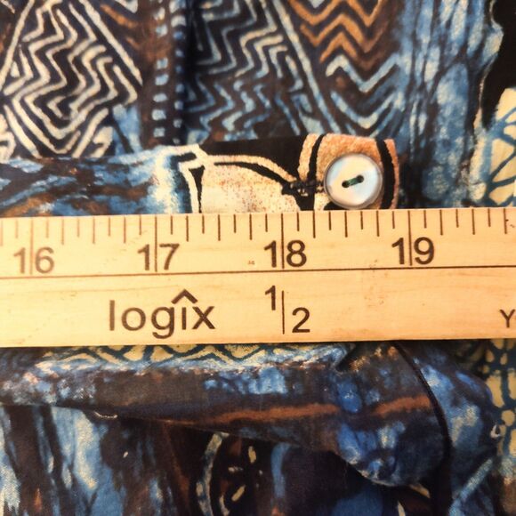 Chicos Maxi Skirt Size 16 XL Knit Long Flowy A-line Blue Beige Patchwork Boho - Picture 12 of 13